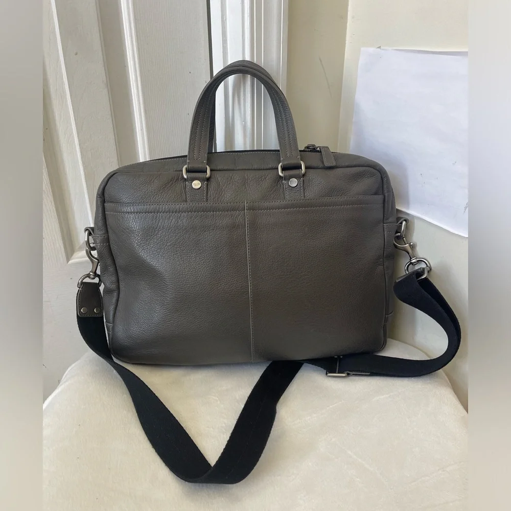 Coach Gray Leather Briefcase Bag